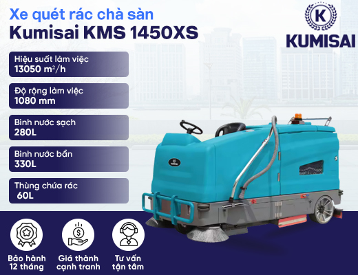 Xe quét rác chà sàn Kumisai KMS 1450XS - 2